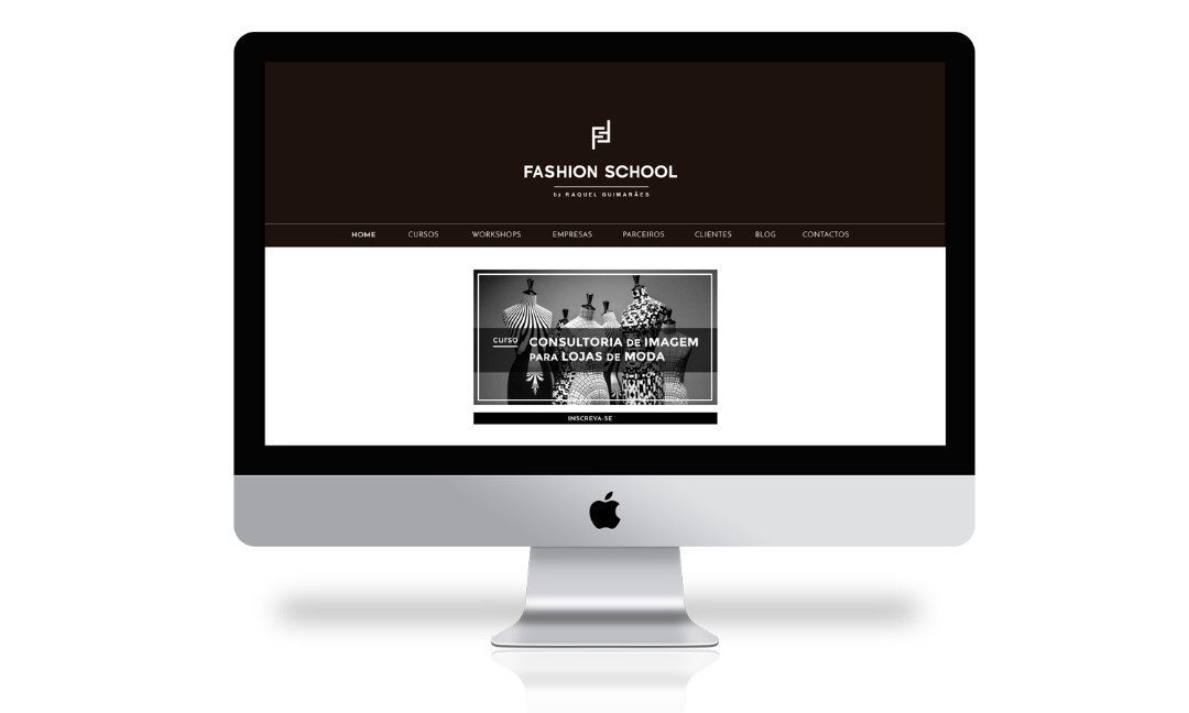 Web Design - Website de Fashion School num ecrã de computador