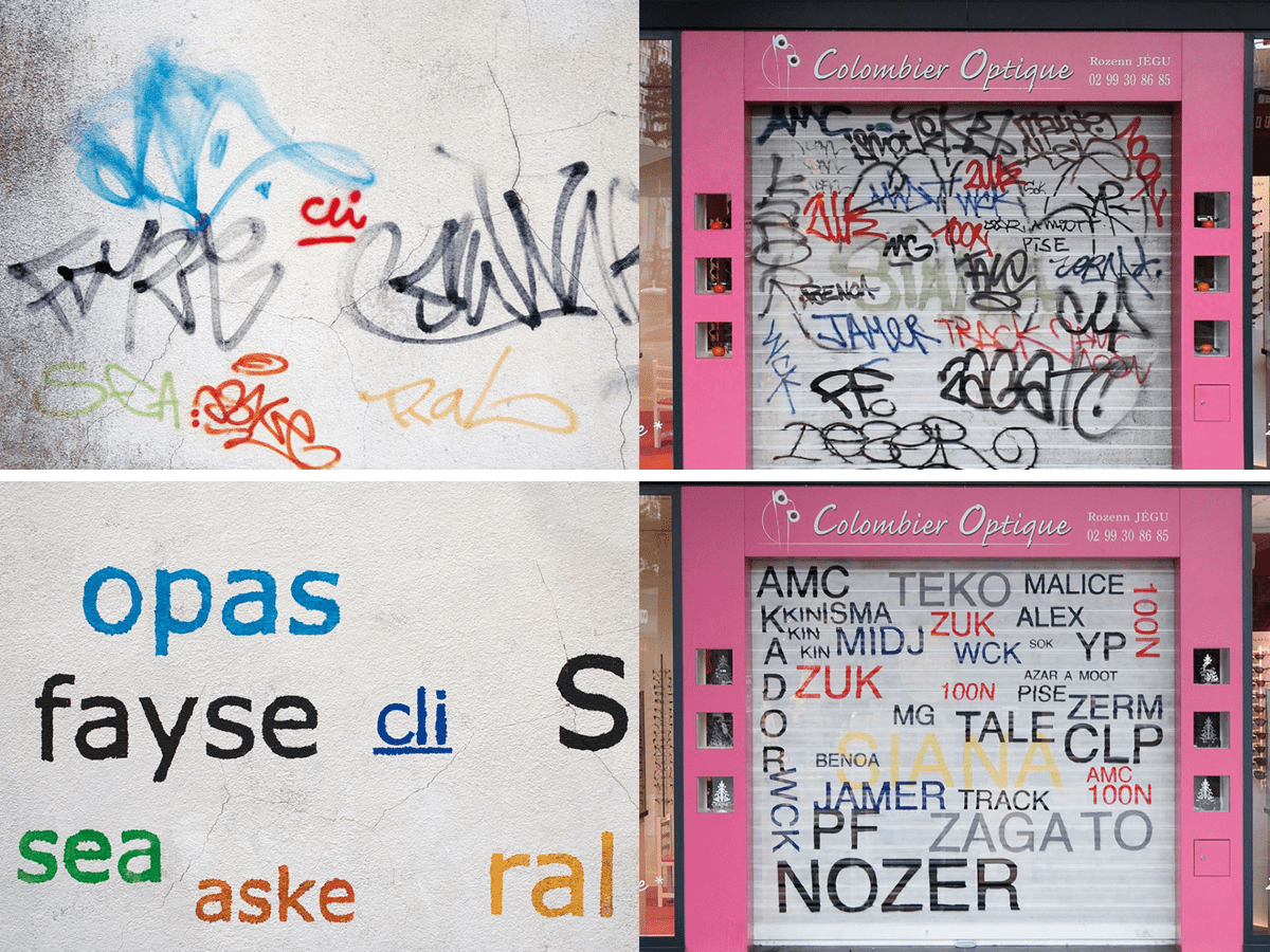 Examples of Tagging and Reinterpretation by Mathieu Tremblin
