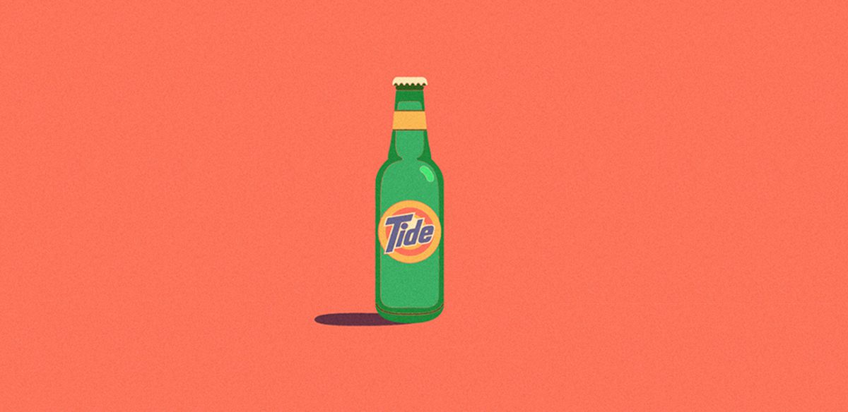 Brand Cocktail Illustrated by Mike Stefanini: Beer Bottle with Tide Logo