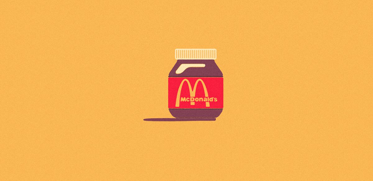 Cocktail de Marcas Ilustrado por Mike Stefanini: Frasco de Nutella com o Logótipo da McDonald's