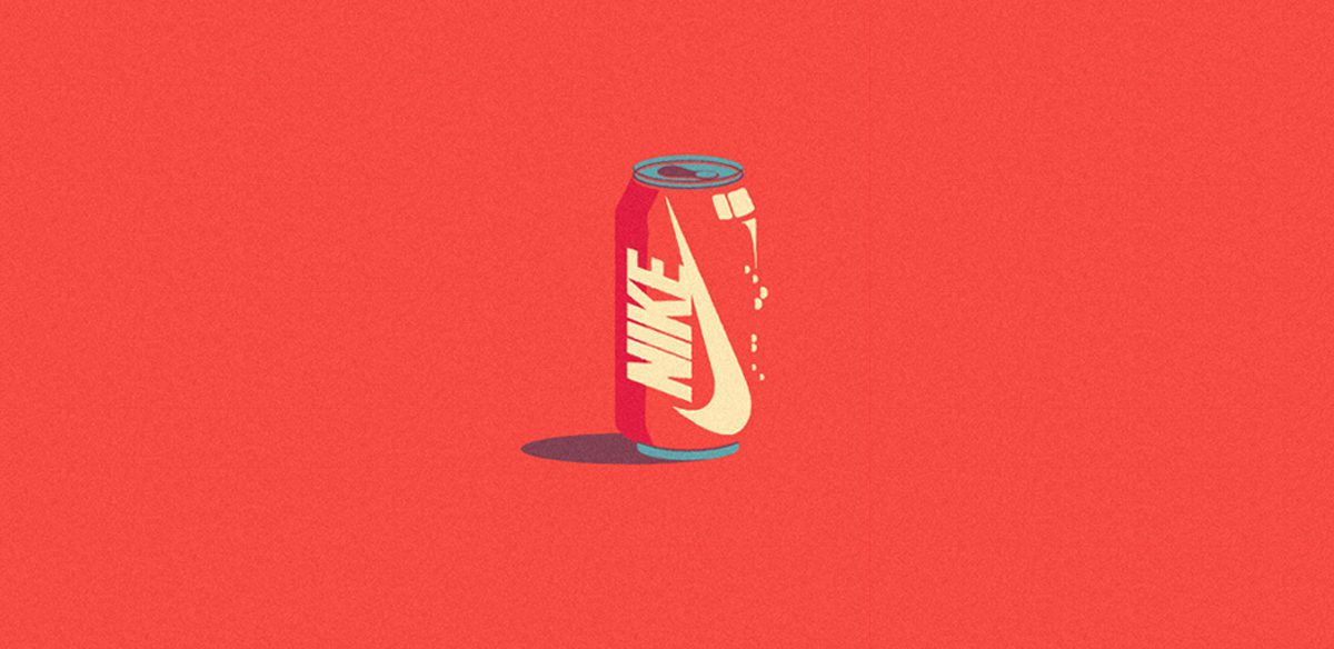 Cocktail de Marcas Ilustrado por Mike Stefanini: Lata de Refrigerante com o Logótipo da Nike