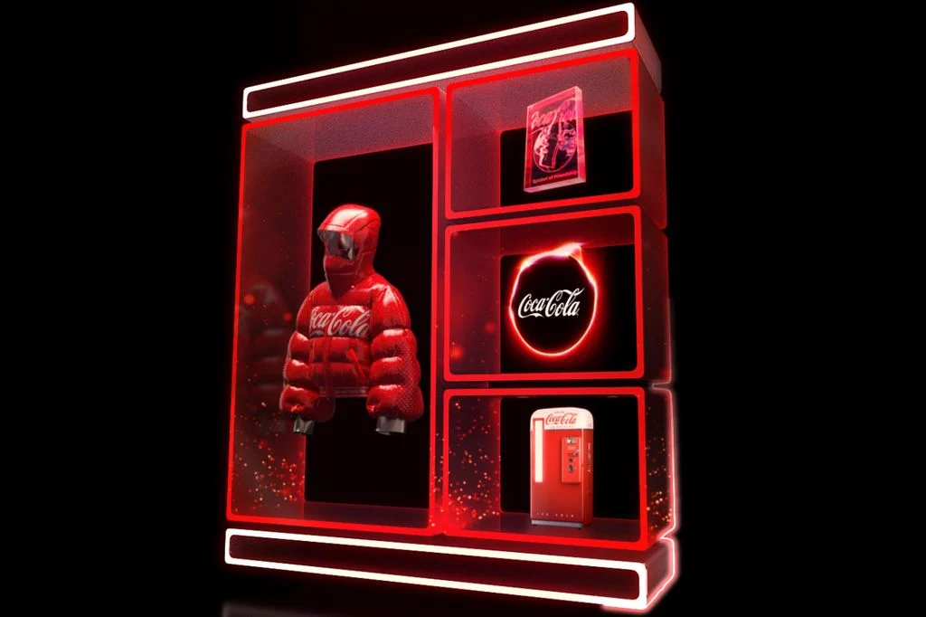 coca-cola branded items, like a red coat, for the NFT's collection